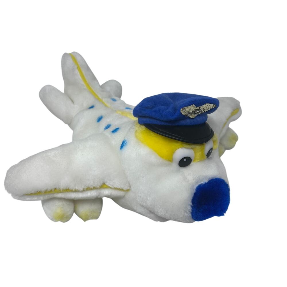 Vintage Floppy Flyers 24k Captain‎ Jumbo 14" Airplane 1989 Stuffed Plush Puppet